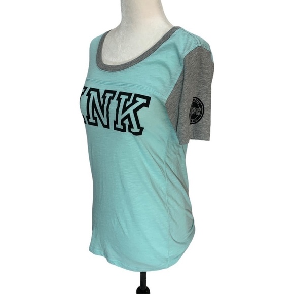 Victoria's Secret PINK Short Sleeve Mint Green/Grey T-Shirt S - Picture 3 of 9